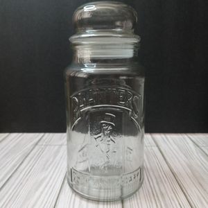 Vintage 80s Planters Mr. Peanut 75th Anniversary Glass Jar